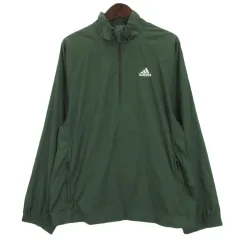 アディダス adidas ハーフジップ ナイロン ジャケット ゴルフウェア グリーン M 251007E
