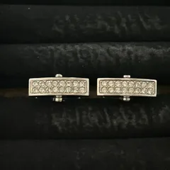 【良品】スワロフスキー SWAROVSKI カフス カフリンクス シルバー ブルー クリア ストーン ロゴ刻印 メンズ　260322001