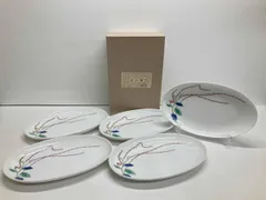 深川製磁 水引草 楕円多用皿揃 5枚組 7100-468 5枚組 箱有り