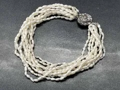 メッキアクセサリー 真珠 パール ブレスレット 腕周り約20.5cm アクセサリー ソーティング付き