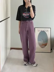 カラー 紫 コットンパンツ ロングパンツ S 新品