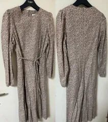 タグ新品) チェリーココ_フラワーゴー級パータン 長袖 冬ロング丈ワンピース (裏地)