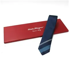 サルバトーレフェラガモ 未使用 シルク ネクタイ 中古 Sランク Salvatore Ferragamo メンズ ビジネス 紙ケース付きのサムネイル