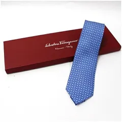 サルバトーレフェラガモ 未使用 シルク ネクタイ 中古 Sランク Salvatore Ferragamo メンズ ビジネス タグ付き 箱付きのサムネイル