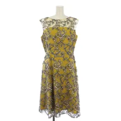ダイアグラム グレースコンチネンタル Diagram GRACE CONTINENTAL 18AW ノースリーブ ワンピース ひざ丈 刺繍 チュール 花柄 38 黄 18335144 /BM