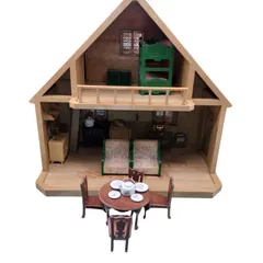 初期版【希少】シルバニアファミリー 森の大きなお家 セット 家具セット レトロ  2階建て 緑の家具 まとめ売り