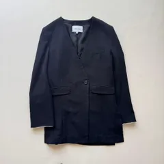 ENFOLD エンフォルド サマーダブルクロス ノーカラージャケット 38 ブラック コットン 300DS330-1770 比翼 1ボタン サイドスリット 袖裏バイカラー 背抜き 春夏 オフィス カラーレス　テーラード　 定番 人気 レディースのサムネイル