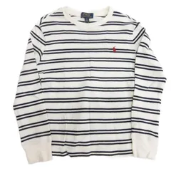 ポロ ラルフローレン POLO RALPH LAUREN ボーダー Tシャツ カットソー 長袖 ホワイト系 S 8 ■TC