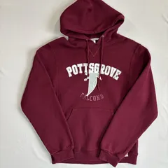 【USED】US 古着 RUSSELL ATHLETIC パーカー ボルドー S カレッジロゴ POTTSGROVE フーディ スウェット ダメージあり フード破れ メンズ プルオーバー ラッセル アスレチック アメカジ カレッジ USA古着 アメリカ
