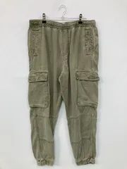 ZARA ザラ カーゴパンツ USA L カーキ フルレングス 無地 ワイド・ルーズ テーパード レギュラー ウエストゴム・紐