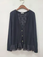 axes femme ブラック レース フリル カーディガン