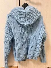 フード付きニット ジップアップ