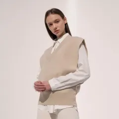 特価) サイドオープン ボタン オーバーサイズ v ネック ニット ベスト