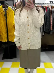 ウール 100 % アラン ニット カーディガン XL