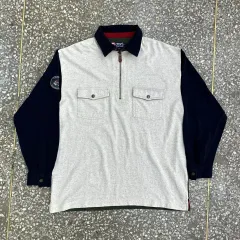 90s CHAPS by ralph lauren ハーフジップアップ シャツ L