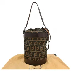 フェンディ ズッカ ロゴ 巾着 ハンドバッグ ブラウン Bランク fe5757hh