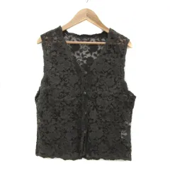コルディア CORDIER シャツ ブラウス ノースリーブ Vネック 花柄 レース 40 L カーキ /YS24のサムネイル