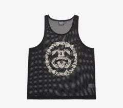 S ) STUSSY(ステューシー) x デニム 涙 メッシュ タンク 黒 ノースリーブ 新品