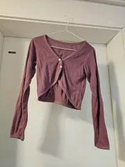 紫 クロップド カーディガン