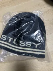 STUジャカード ストライプ スカルキャップ ビーニー ブラック