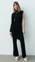 新品 ) ZARA(ザラ) zara 黒 アシメントリー ドレス