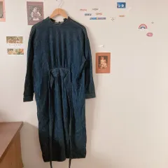 インディゴブルーデニム レイヤードワンピース