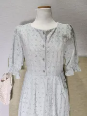 夏 レディース 半袖 ミント色 ヴィンテージ コットン ONE PIECE