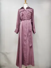 サイドスリットシャツロングワンピース/ F