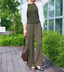 L ( 29 ー 30 インチ) UNIQLO(ユニクロ) クレープジャージーストレート パンツ スラックス ズボン