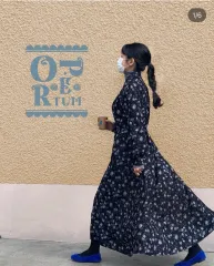 オペットルーム 黒 花柄 ロング ワンピース