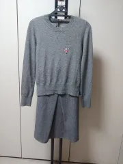 グレー ウール スリーブパッチ ブランドスタイル ワンピース 55