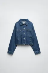 ZARA(ザラ) レディース クロップド デニムジャケット L サイズ