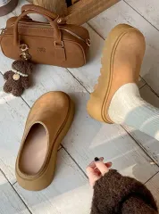 レディース スウェード スリッパ 厚底 6cm