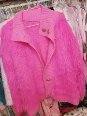 ピンクファーカーディガン