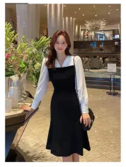 I AM MARI ローメンツェル Vネック ピンタック ロング ワンピース ゲストルック