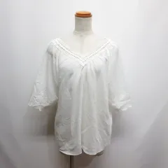 グレイル GRL 刺繍 レース シアー ブラウス プルオーバー F 白 ホワイト 五分袖 Vネック