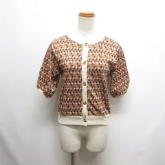 シーピーシーエム CPCM 美品 五分袖 スウェット カーディガン 総柄 F ベージュ