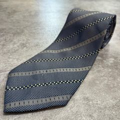 【ストライプ】ストライプ柄ネクタイ ストライプモチーフ メンズ ブルー 青色 ドットストライプ柄 ビジネスネクタイ デザインネクタイ 織り柄アクセント