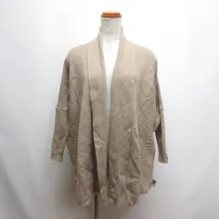 ザラ ZARA ショールカラー リブ ニット カーディガン M ベージュ 長袖 ドルマン 前開き