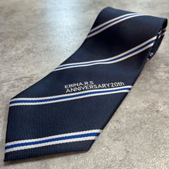 【ストライプ】ストライプ柄ネクタイ　海老名ラグビースクール20周年記念　海老名RS ストライプモチーフ メンズ ネイビー 紺色 レジメンタル柄 ビジネスネクタイ デザインネクタイ ロゴ刺繍入り 記念モデル