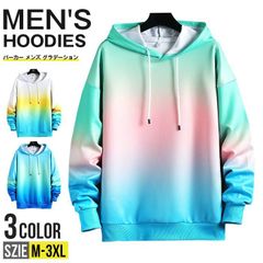 新品 パーカー メンズ グラデーション おしゃれ 長袖パーカー 長袖 プルオーバー パーカ トップス 配色 メンズパーカー スポーツ ダンス 春服 秋服 カッコイイ mleft