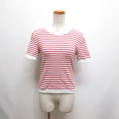 シーイン Dazy SHEIN 美品 ボーダー柄 半袖 ワッフル Tシャツ カットソー XS 白×ピンク