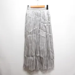グローバルワーク GLOBAL WORK 微ラメ マキシ ロング プリーツ スカート F グレー バックゴム 裏地付き