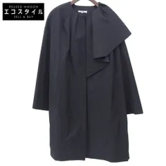 yori ヨリ ノーカラー ツイルフレアハーフコート スプリングコート レディース ネイビー 38 YR25-23042SP 23SS コート 38