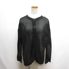 イング INGNI 長袖 メッシュ ニット カーディガン M 黒 ブラック