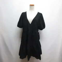 ザラ ZARA 五分袖 カシュクール ワンピース L 黒 ブラック チュニック タグ付き