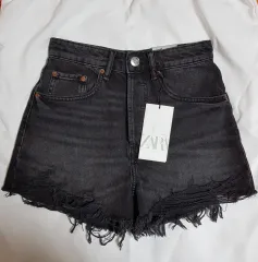 zara ZARA(ザラ) trf ダメージ ブラックデニム 半ズボン