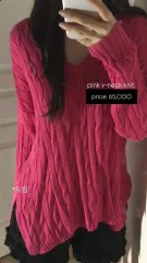 POLO RALPH LAUREN(ポロラルフローレン) ホットピンク ピンク Vネック スリット ニット ヴィンテージ stc JINLI