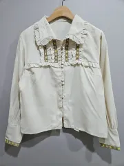 1+1 ベージュ フリル ブラウス