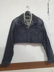 割引特価 新)N5014 ブラックジーン ジャケット クロップド セミオーバーサイズ
